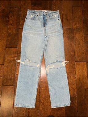 Abercrombie & Fitch Light Blue Straight Leg Distressed Jeans